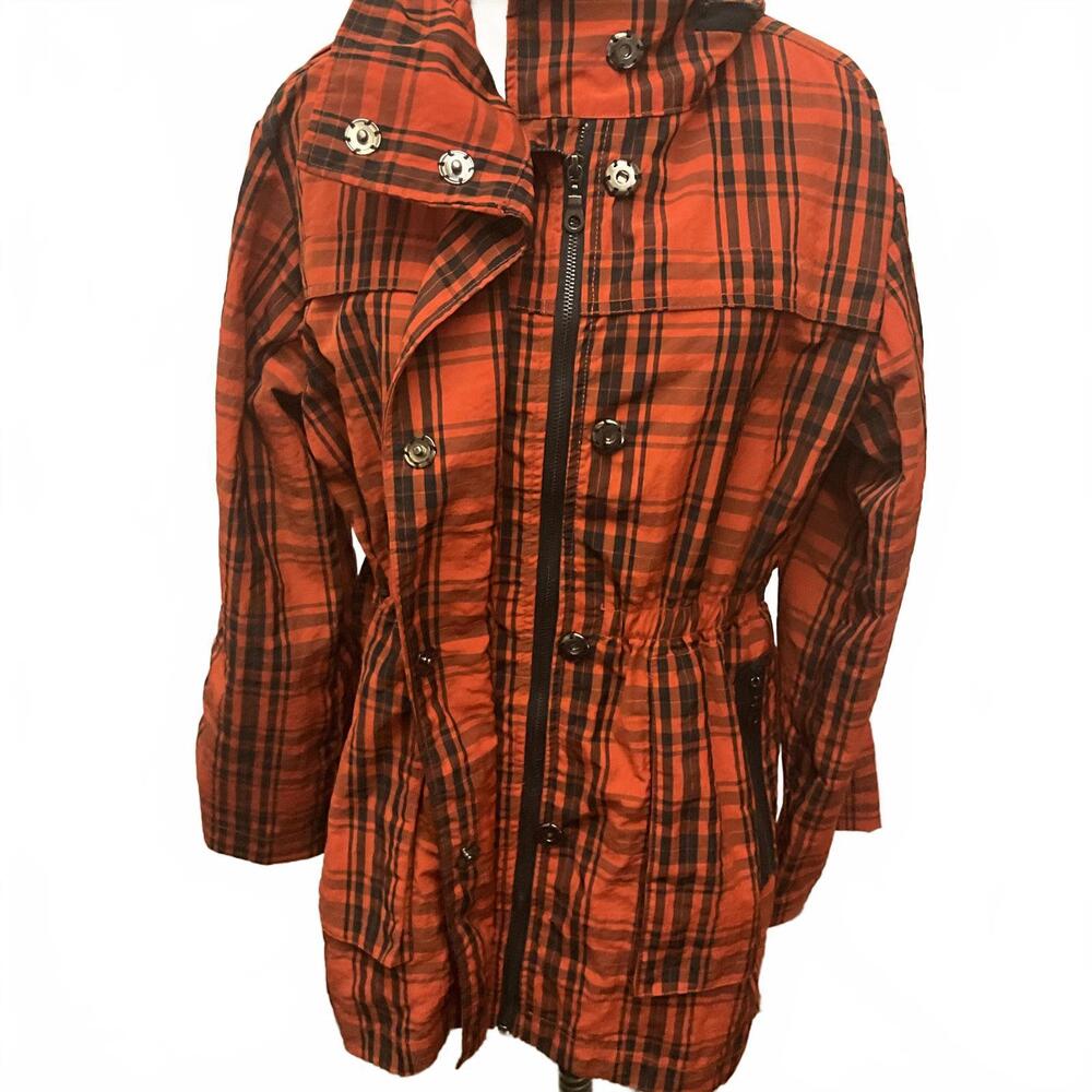 No Brand Women's Size 2XL XXL Orange Black Parka Style Anorak Jacket Coat Lined - Picture 4 of 14